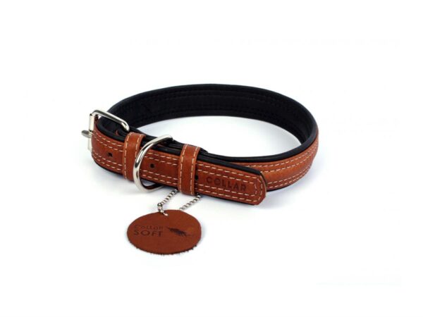 Collar Dobbelts. Lærhalsbånd "Waudog Soft"  71cm Brun/Svart