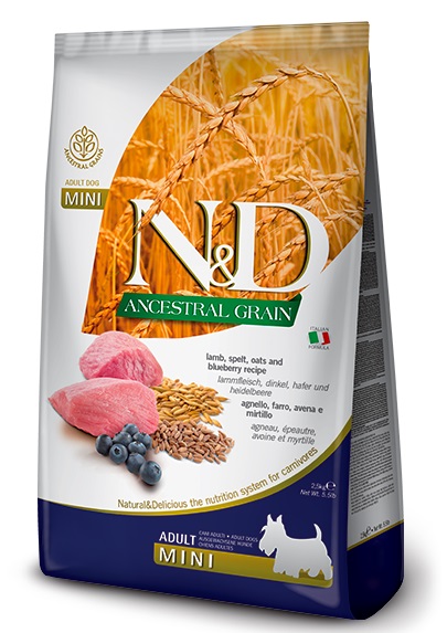 Farmina N&D Dog Ancestral Grain Lamb, Spelt, Oats & Blueberry Adult Mini