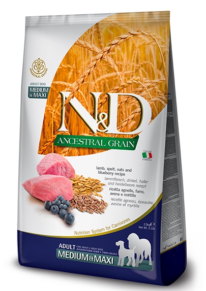 Farmina Dog Ancestral Grain Lamb Spelt Oats/Blueberry Adult Medium and Maxi 12 Kg