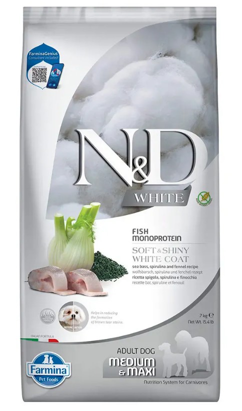 Farmina Dog White Sea Bass Spirulina and Fennel Adult Med/Max 7KG